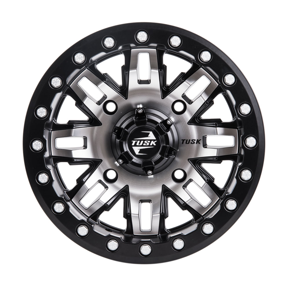 (2 Pack) 4/156 Tusk Teton Beadlock Wheel 14x7 4.0 + 3.0 Machined/Black