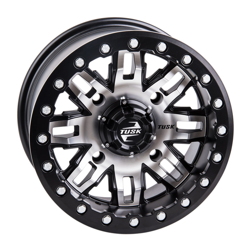 4 Pack) 4/156 Tusk Unta Beadlock Wheel 15x7 4.0 + 3.0 Mlled/Black