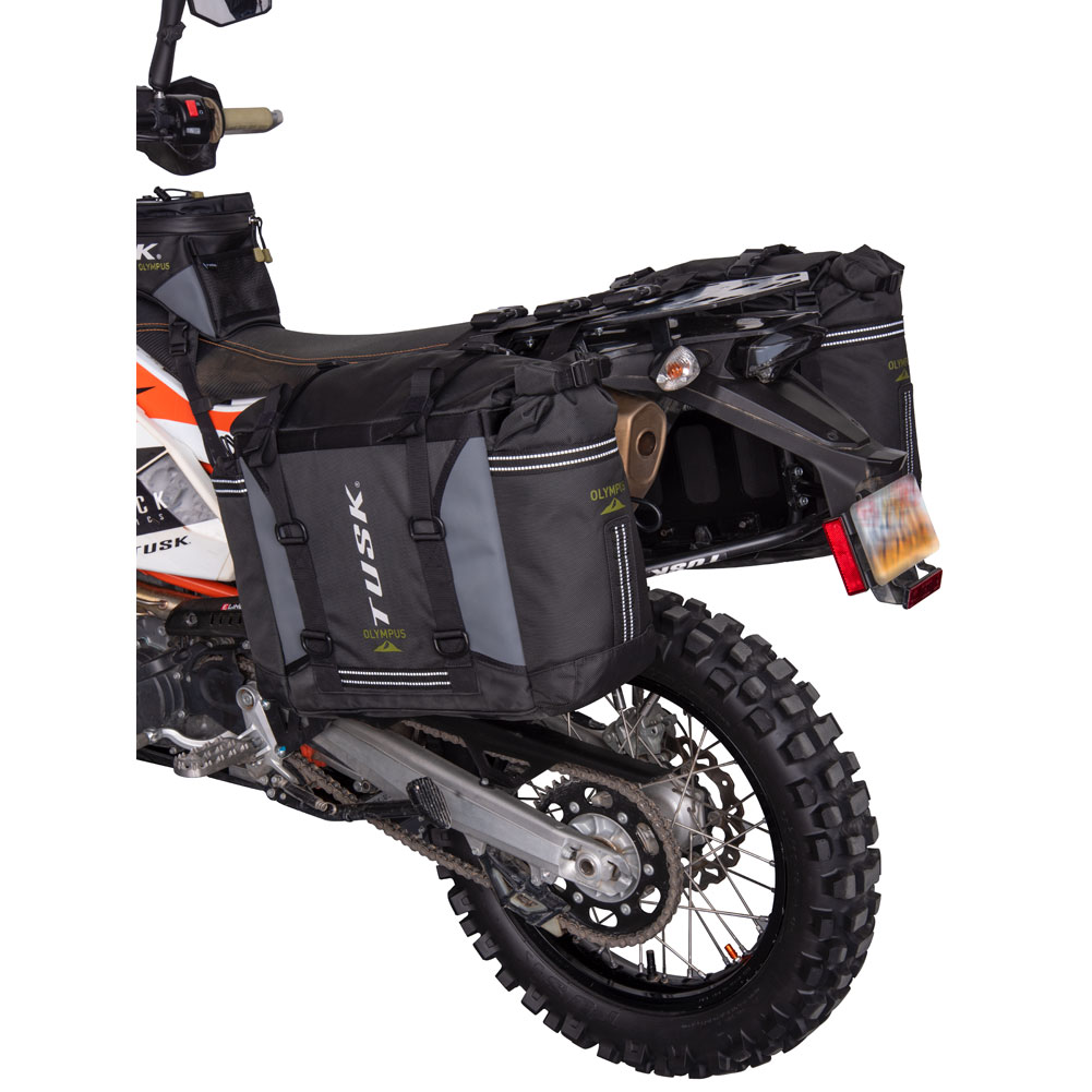 Tusk Pannier Racks With Olympus Pannier Bags Black/Grey For Honda