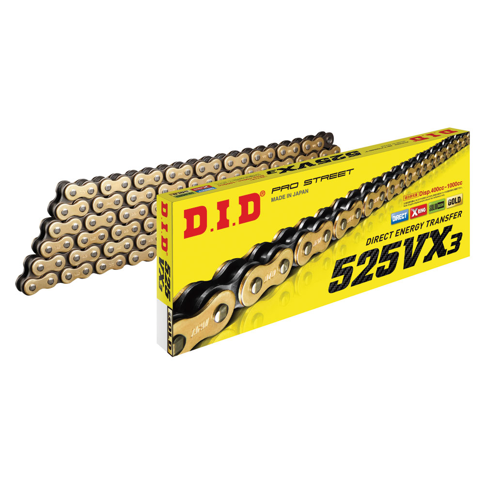 DID 525VX3 Gold X-Ring Professional Road Chain For KAWASAKI